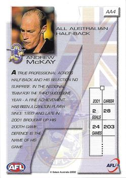 2001 Select AFL Authentic - All Australian #AA4 Andrew McKay Back